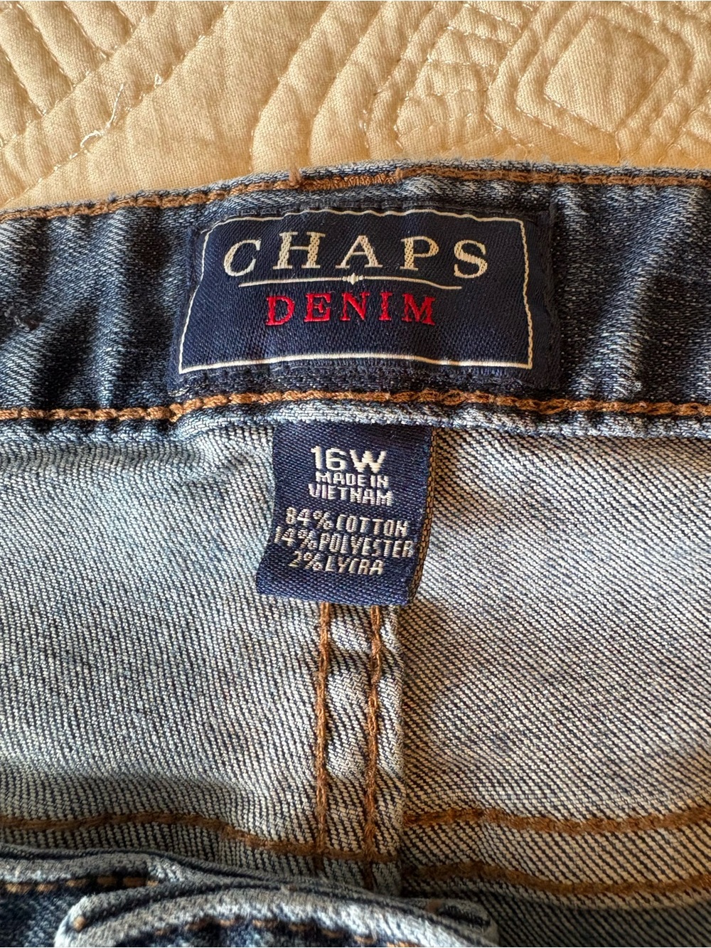 Chaps Denim Women's High Rise Jeans - Light Blue with Brown Stitching